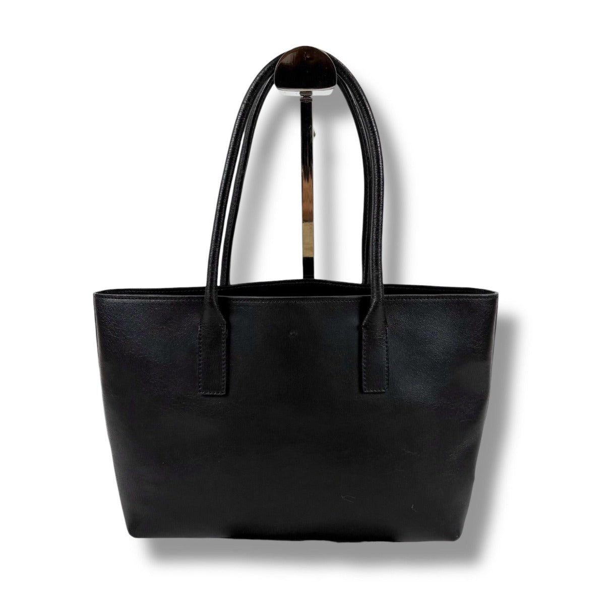 Prada Mini Tote Bag Triangle Logo Leather Black Nero Vintage — view 3