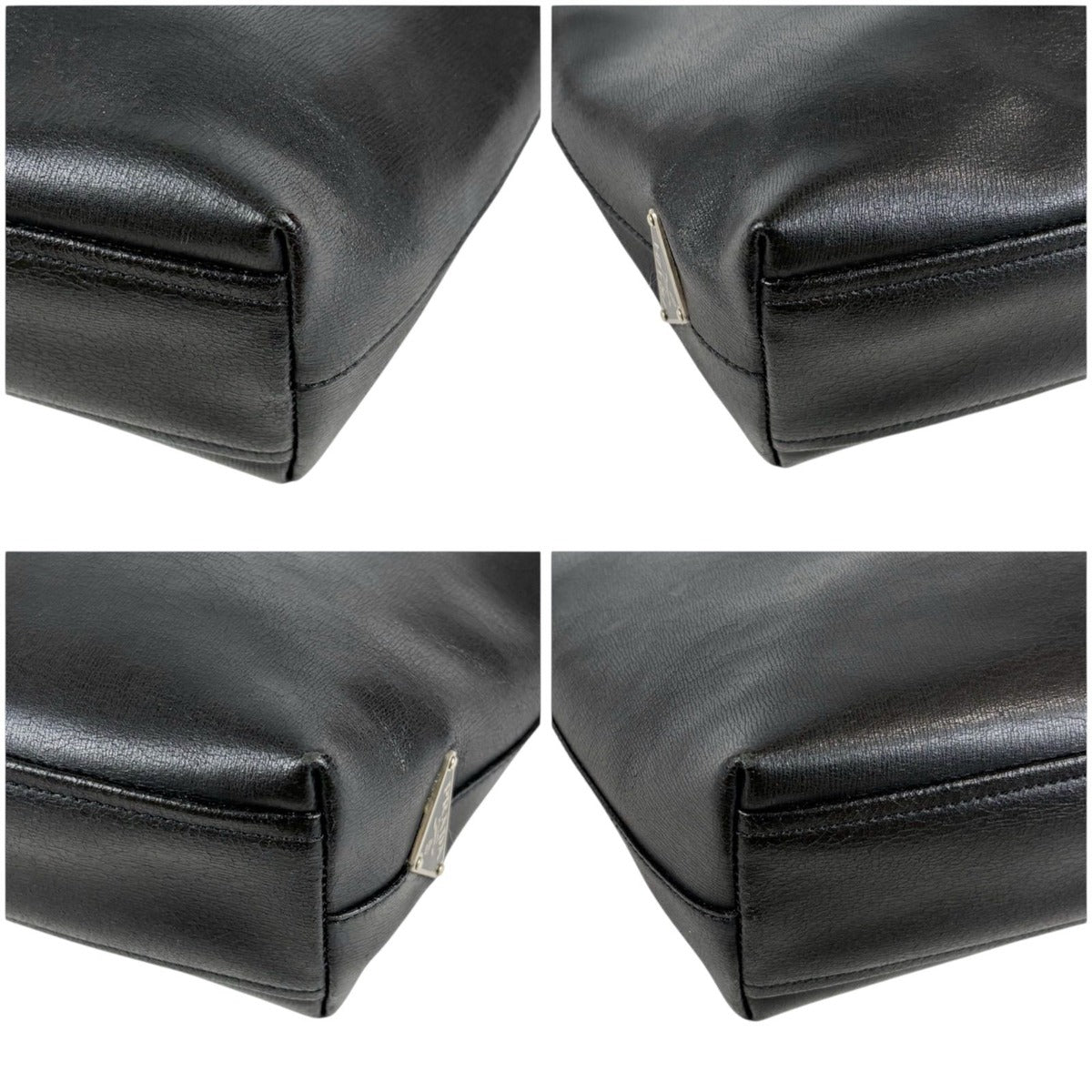Prada Mini Tote Bag Triangle Logo Leather Black Nero Vintage — view 6