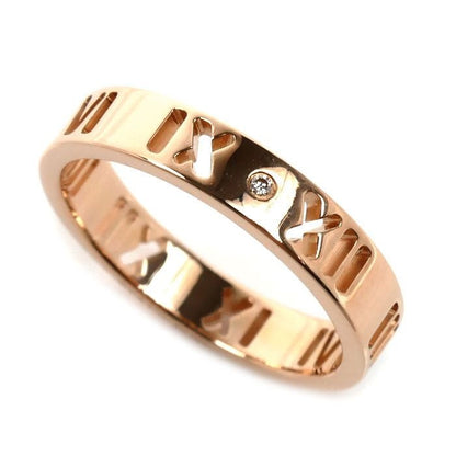 Tiffany & Co 18k Pink Gold Atlas Pierced Narrow Diamond Ring
