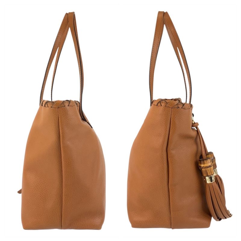 Gucci Bamboo Tassel Brown Gold Hardware Leather 354665 Tote Bag Shoulder Bag
