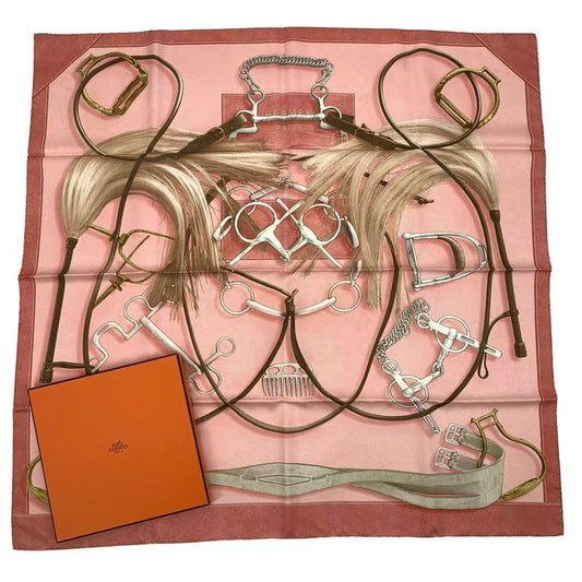 Hermes Carre 90 100% Silk Scarf Projets Carres Planning Power Pink Box