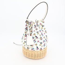 Prada Handbag Bag Canvas Wicker Women's White Multicolor