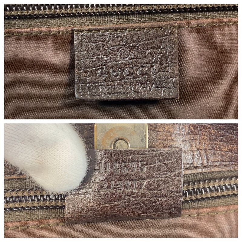 Gucci Beige Brown Silver Hardware GG Supreme Canvas/leather 114595 Tote Bag