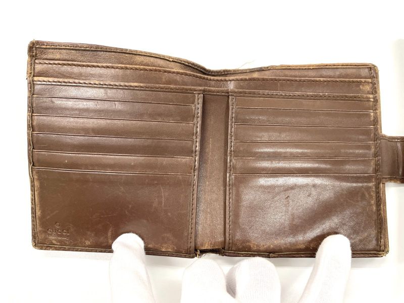 Gucci GG Canvas Leather Compact Wallet Double Fold Wallet Double Hook 05504