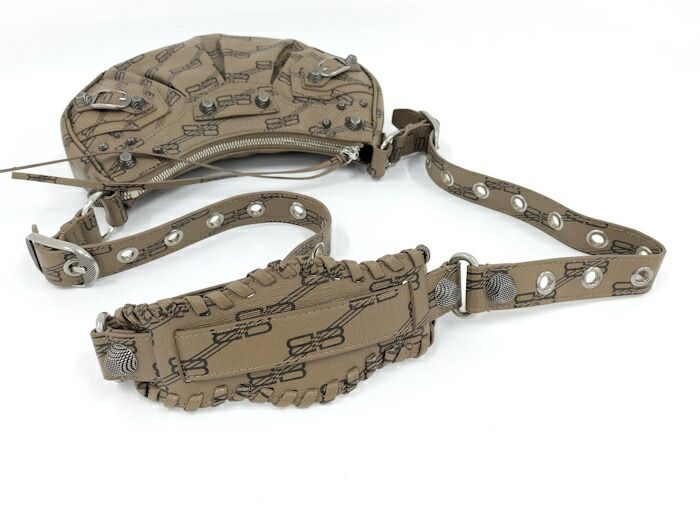 Balenciaga Shoulder Bag Le Cagor PVC Coated Brown 671309