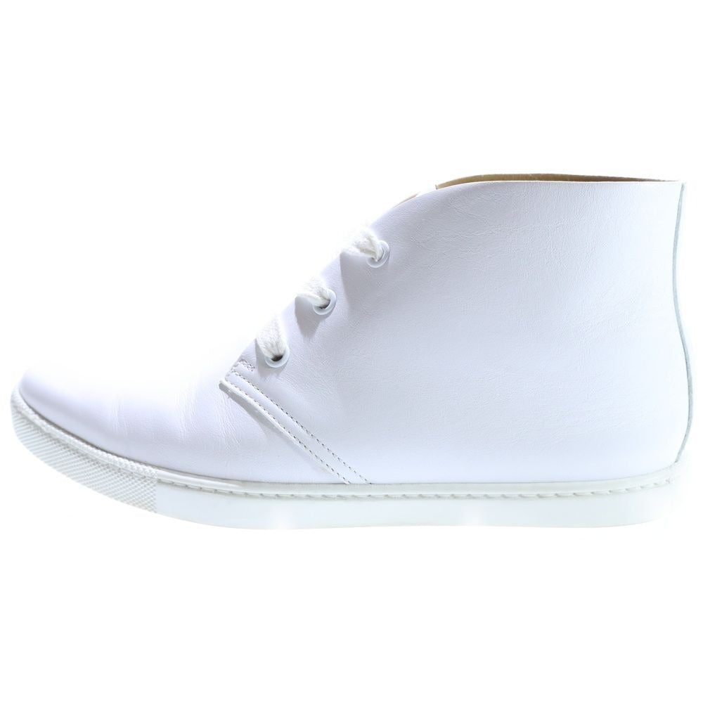 Hermes Logo Patch Leather High Cut Sneakers White