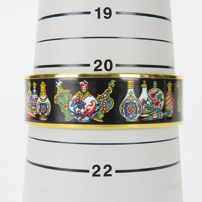 Hermes Bangle Emile Metal Cloisonne Black Multicolor Gold Hardware Plated