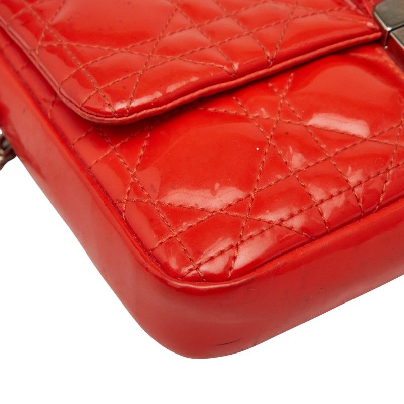 Dior Cannage Crossbody Chain Wallet Shoulder Bag Orange Enamel Women's Dior