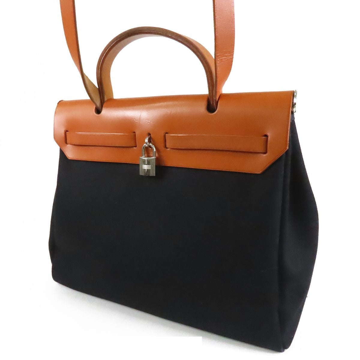 Hermes Herbag PM Black Brown Silver Toile Vache 2-Way Shoulder Bag — view 2