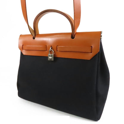 Hermes Herbag PM Black Brown Silver Toile Vache 2-Way Shoulder Bag — view 2