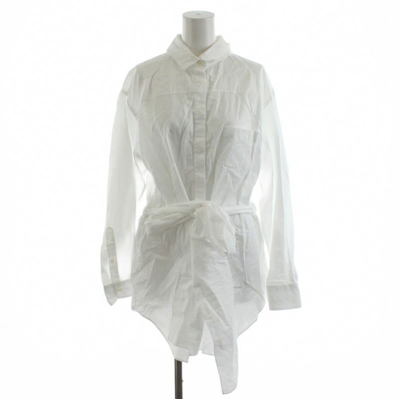 Prada Shirt Blouse Long Sleeve Ribbon 36 S White P409 D AN25 BM