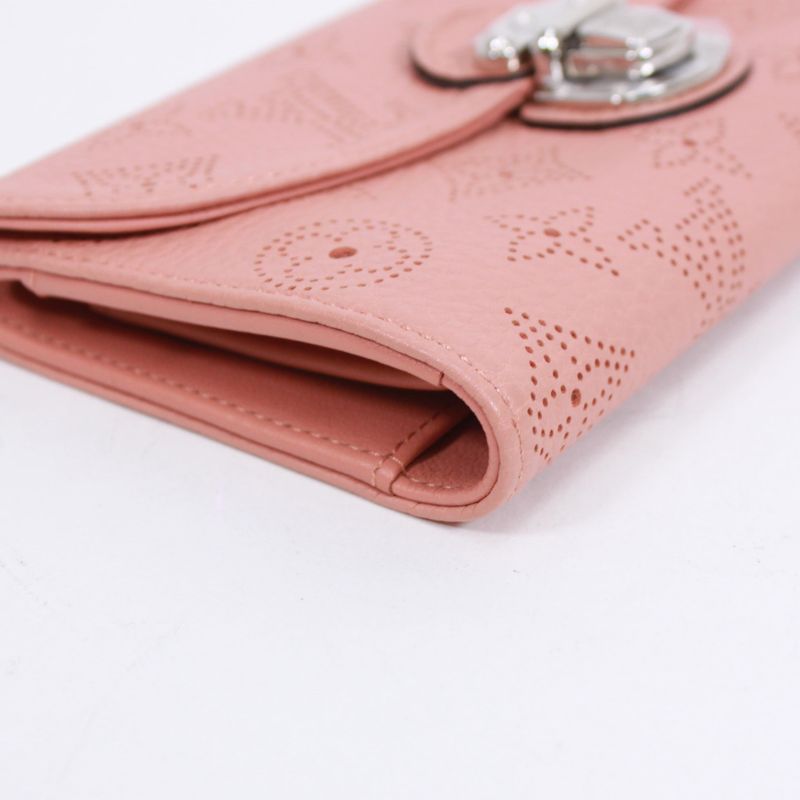Louis Vuitton Portefeuille Amelia Mahina Leather Pink Wallet Silver M58157