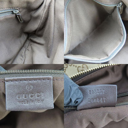 Gucci Shoulder Bag 203257 Abbey GG Canvas Beige Dark Brown Gold Hardware