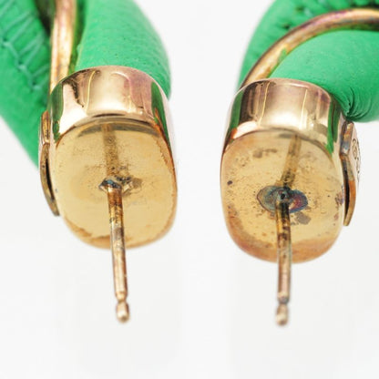 Bottega Veneta Leather Twisted Hoop Earrings Accessories Ag925 Gold And Green