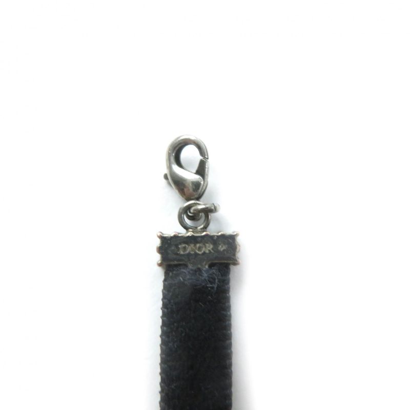 Christian DIOR J'aDIOR Rhinestone Logo Velour Choker With Logo Hardware Black