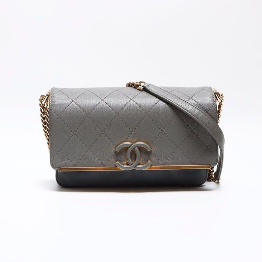 Chanel Shoulder Bag Caviar Leather Chain CC Logo