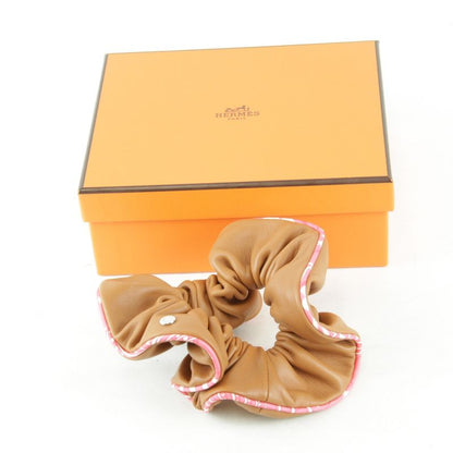 Hermes Claudia Chouche Gold/rose Azalea With Box Hair Accessory Leather Ladies