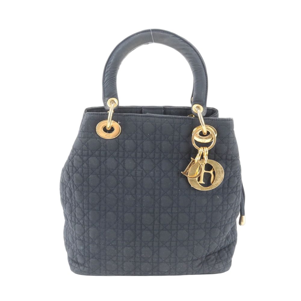 Dior Cannage Lady Dior Handbag Tote Leather Black