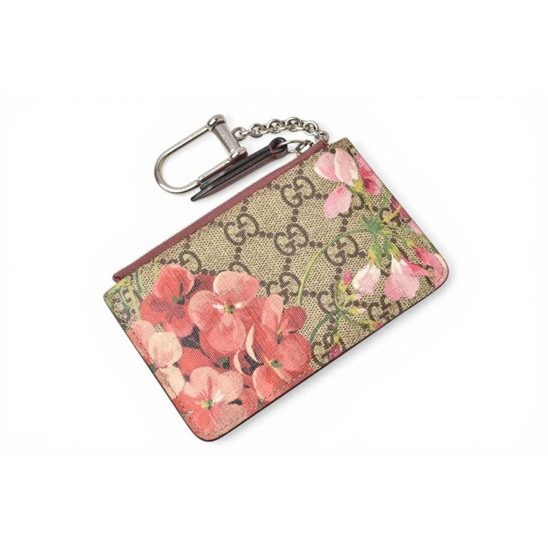 Gucci Key Case Coin with Key Ring Blooms GG Supreme Canvas Pink Multi — view 4