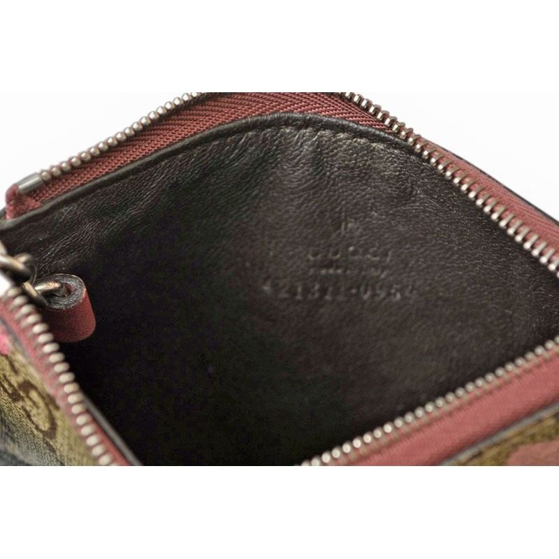 Gucci Key Case Coin with Key Ring Blooms GG Supreme Canvas Pink Multi — view 7