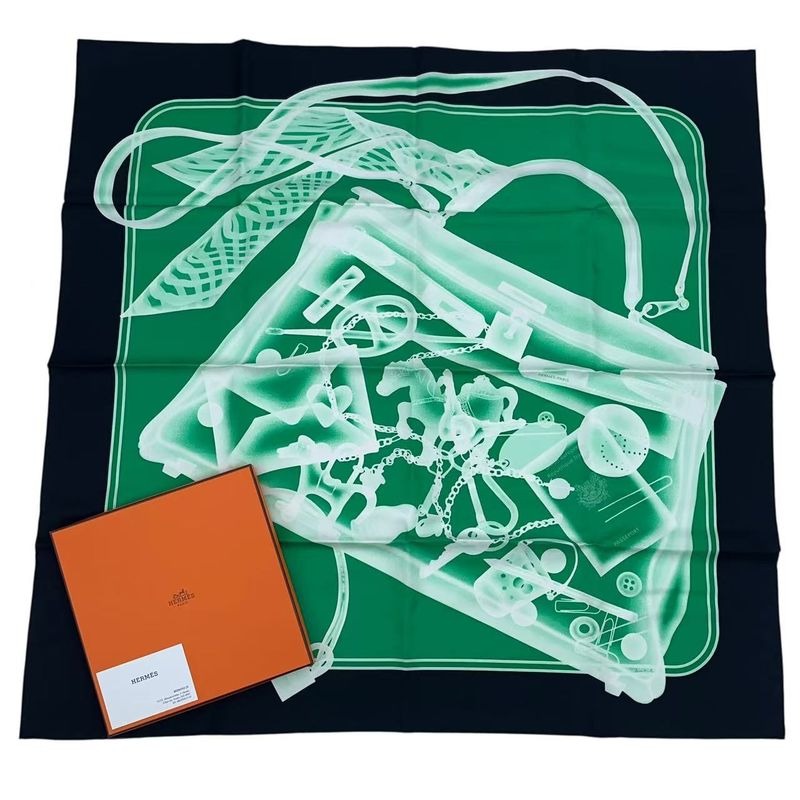 Hermes Silk Scarf Carre 90 Please Check IN Green Box