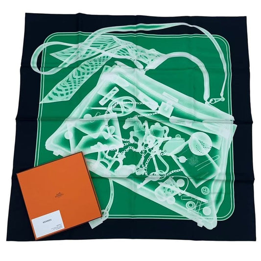 Hermes Silk Scarf Carre 90 Please Check IN Green Box