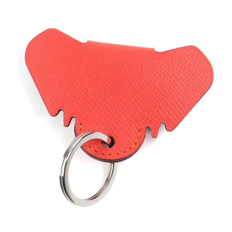 Hermes Petite Ash Elephant Leather Rouge Coup Key Ring Bag Charm Red With Box