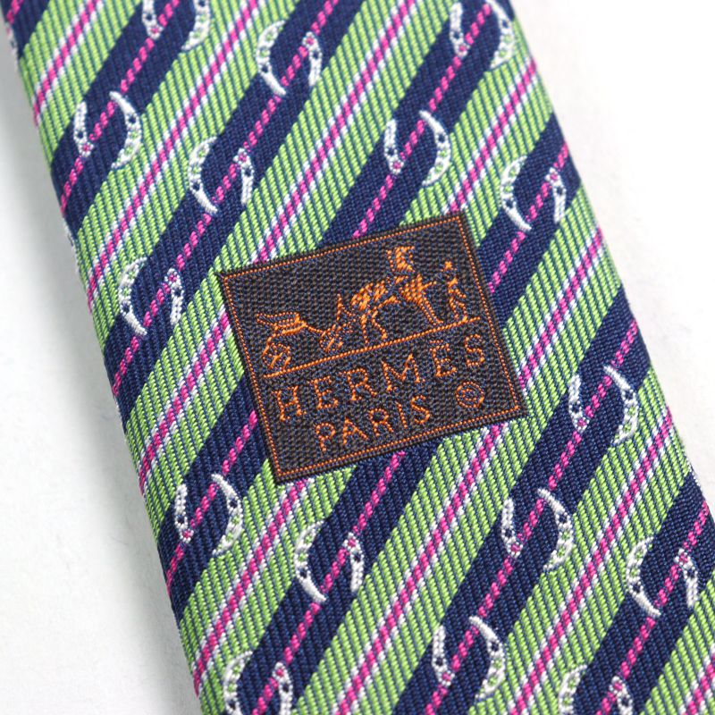 Hermes 659087t Cravate SOIE Lourde 100% Cravat Silk Pomme Marine Fuchsia