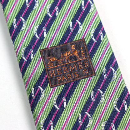 Hermes 659087t Cravate SOIE Lourde 100% Cravat Silk Pomme Marine Fuchsia