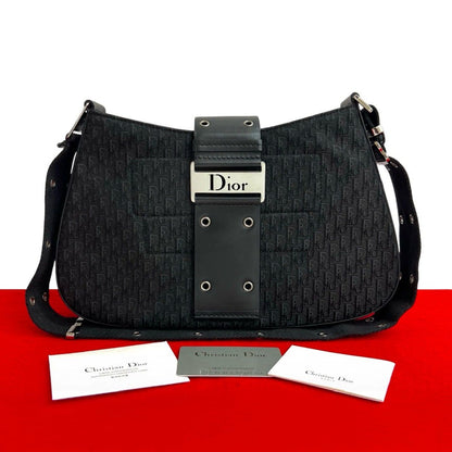 Dior Trotter Pattern Canvas Leather Shoulder Bag