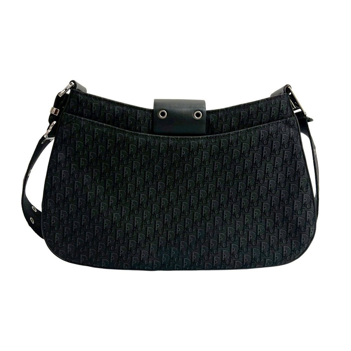 Dior Trotter Pattern Canvas Leather Shoulder Bag — view 3
