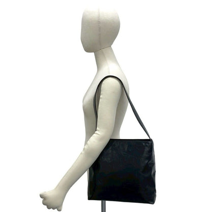 Prada Triangle Logo Embossed Leather Shoulder Bag Mini Tote Black — view 2