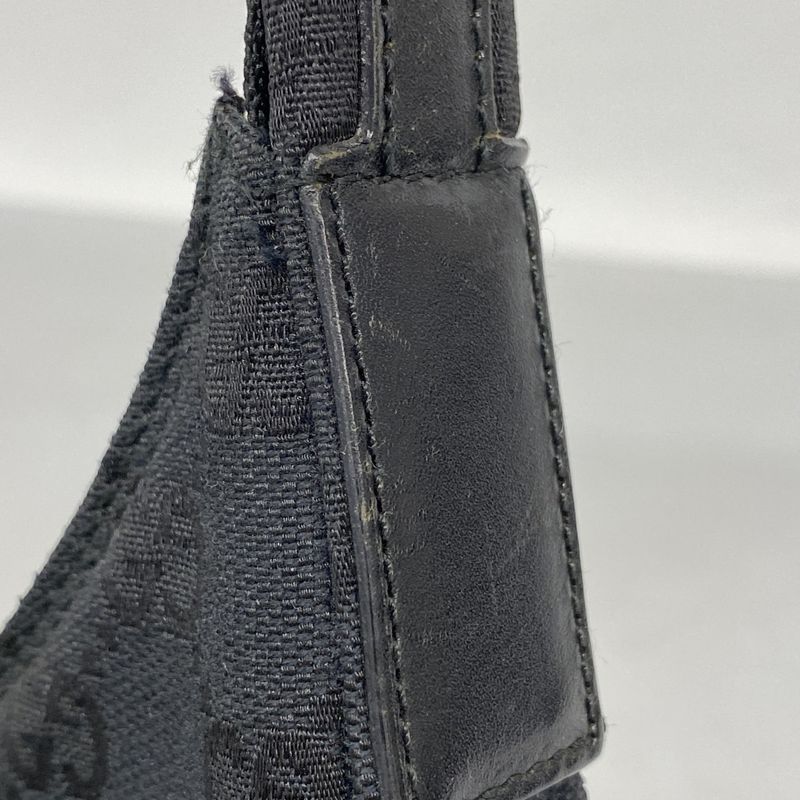 Gucci Shoulder Bag GG Canvas 001 3386 Canvas Black Silver Hardware Women