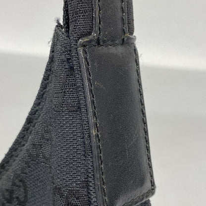 Gucci Shoulder Bag GG Canvas 001 3386 Canvas Black Silver Hardware Women