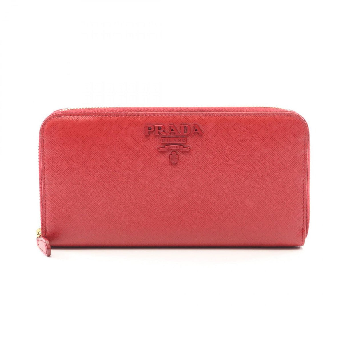 Prada Round Wallet Red Leather Zip Around