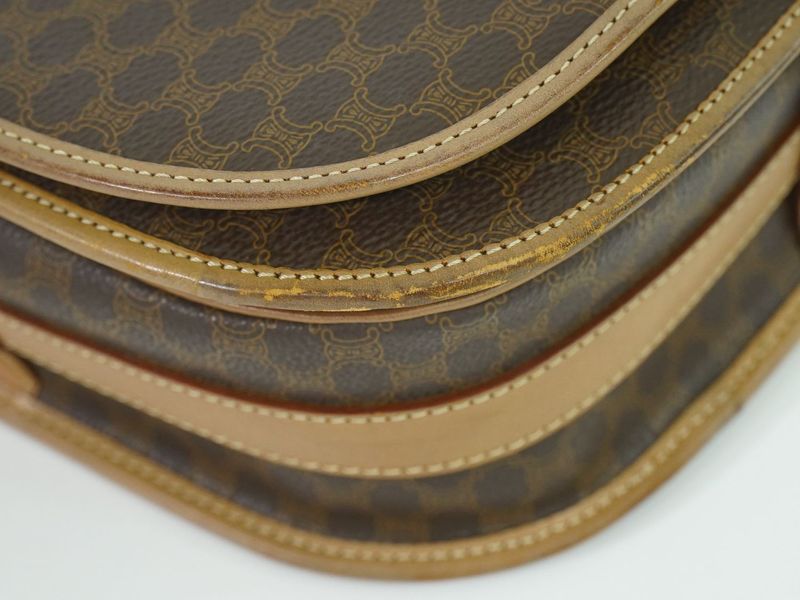 Authentic Celine Macadam Shoulder Bag Pochette PVC Brown Macadam Bag Pre-owned