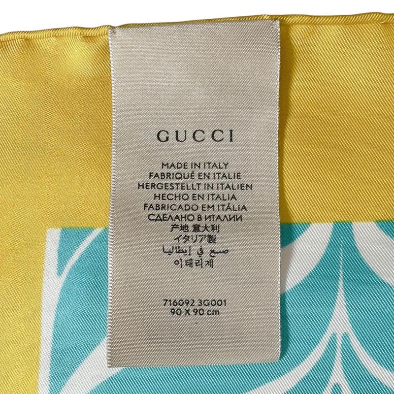 Gucci 716092 100% Silk Scarf Adidas Collaboration Scarf Gucci Yellow And Blue