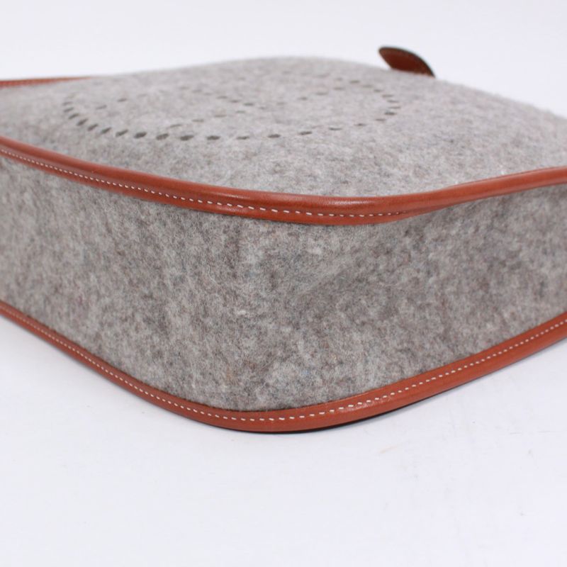 Hermes Evelyn 1 Leather And Felt Gray Shoulder Bag Silver