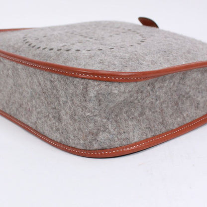 Hermes Evelyn 1 Leather And Felt Gray Shoulder Bag Silver