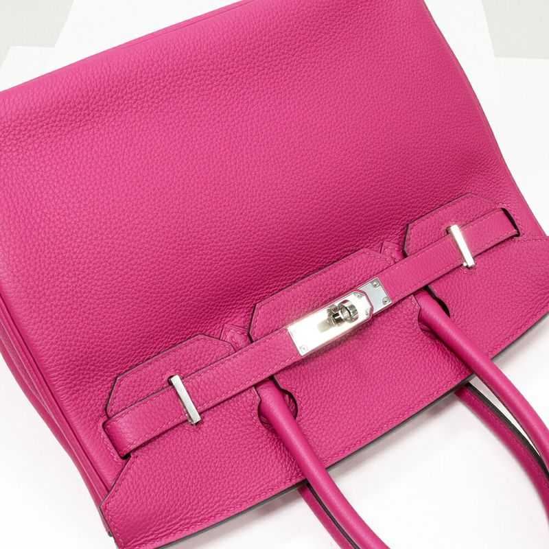 Hermes Handbag Birkin 30 Togo Rose Purple Silver Hardware