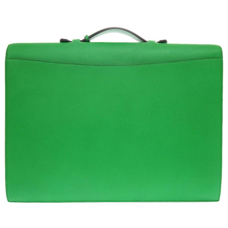 Hermes Sac A Depeches 38 Vaux Epson Bamboo Silver Hardware T Engraved Briefcase