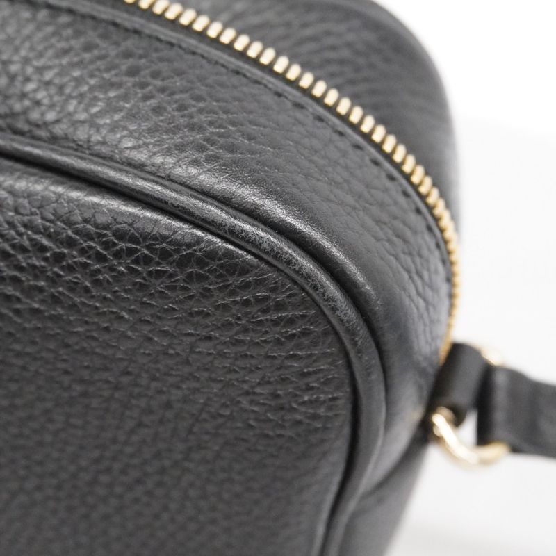 Gucci Shoulder Bag Soho 308364 Leather Black Chien Pan Gold Hardware Women's