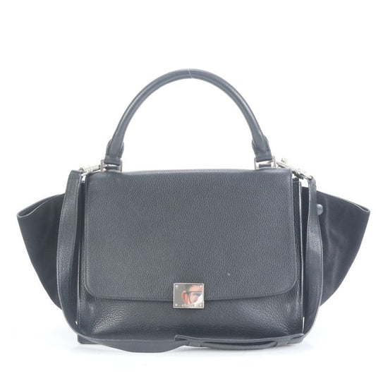 Celine Trapeze Small Leather 2WAY Shoulder Bag Shoulder Tote Hand Black Women's