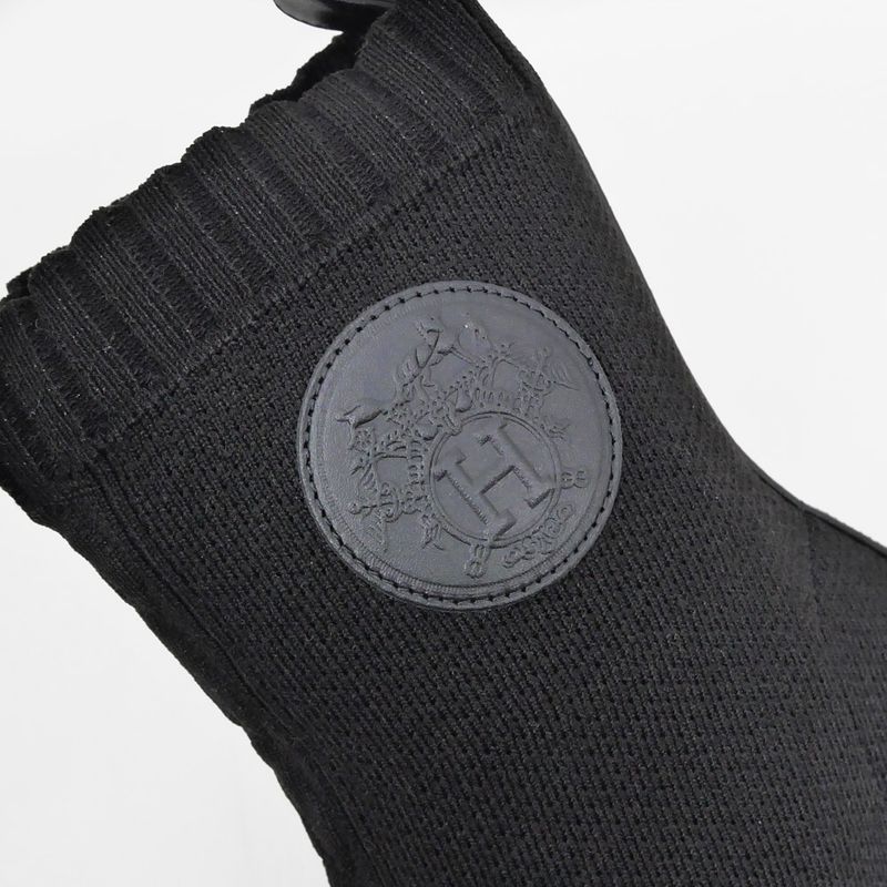 Hermes Jenna 90 Black Size 38 1 2 25cm (9.84in) Short Knit Boots