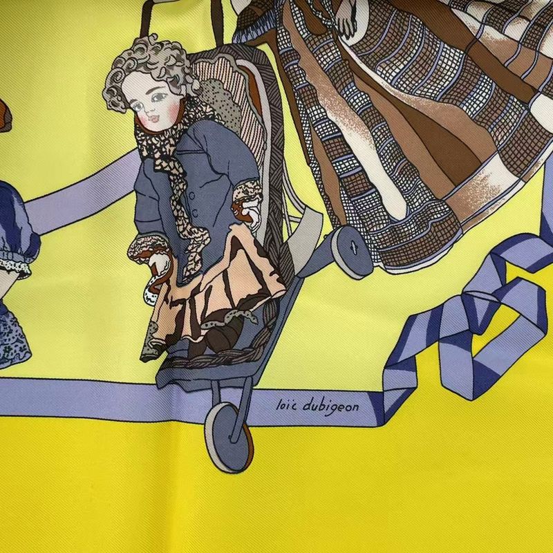 Hermes Carre 90 Silk Scarf Hello Dolly Hello Dolly Yellow