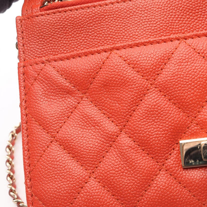 Chanel Shoulder Bag Quilted Coco Rock Orange Leather Chain Wallet — view 11