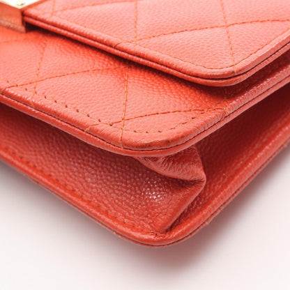Chanel Shoulder Bag Quilted Coco Rock Orange Leather Chain Wallet — view 8