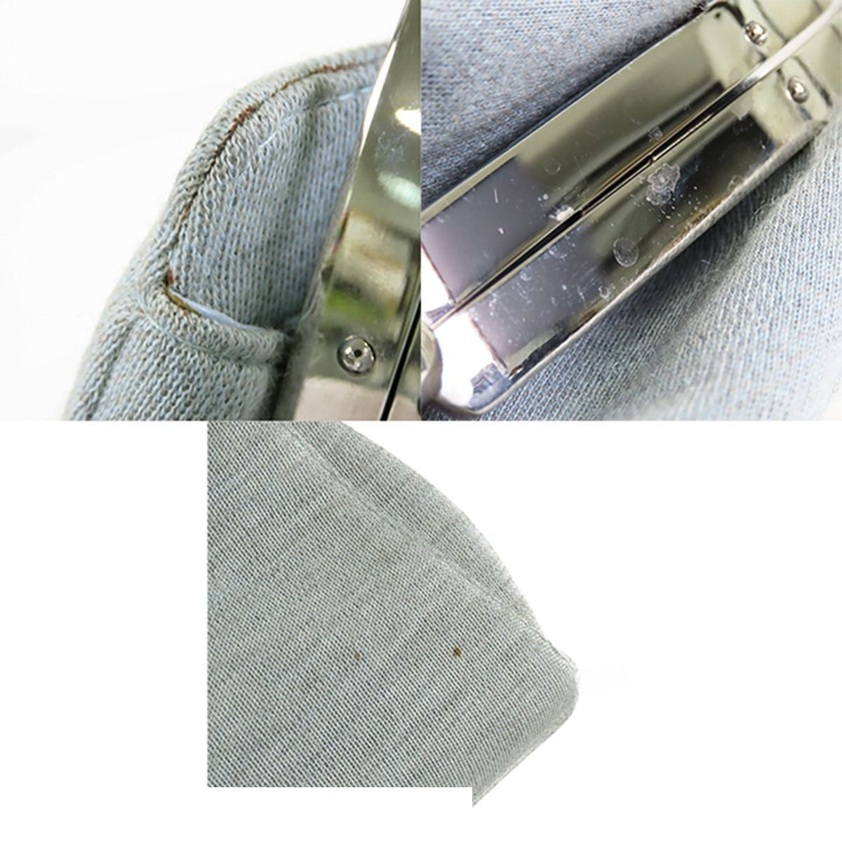 Chanel CC Logo Handbag Blue Gray Silver Jersey — view 7