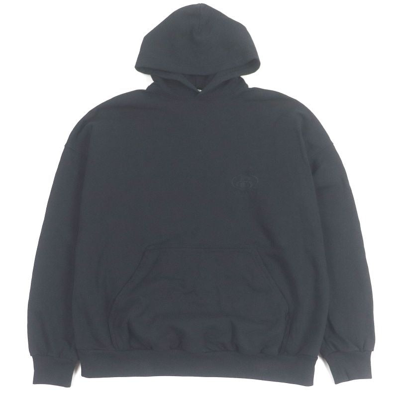Balenciaga 2021 Logo Embroidery Pullover Hoodie Black 1