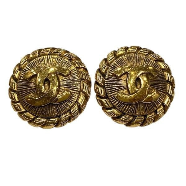 Chanel CC Logo Gold Vintage Earrings
